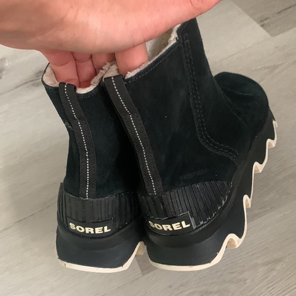 Sorel Kinetic boots size 9 leather suede booties black wedges zipper winter - Picture 7 of 13